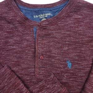 U.S. Polo Assn Henley Shirt Men's XL Long‎ Sleeve Casual Burgundy Top